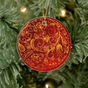 Ornamento dorado-rojo elegante