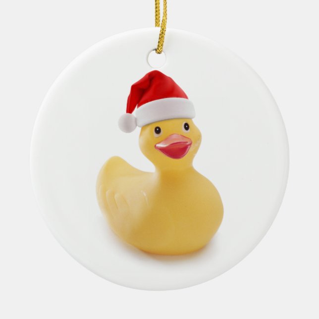 Ornamento Ducky del navidad de Santa (Frente)