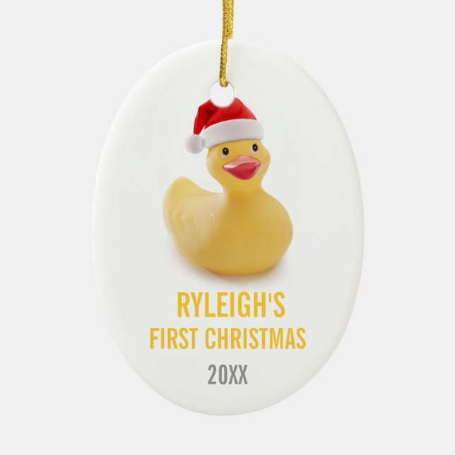 Ornamento Ducky del navidad de Santa Babys primer (Frente)