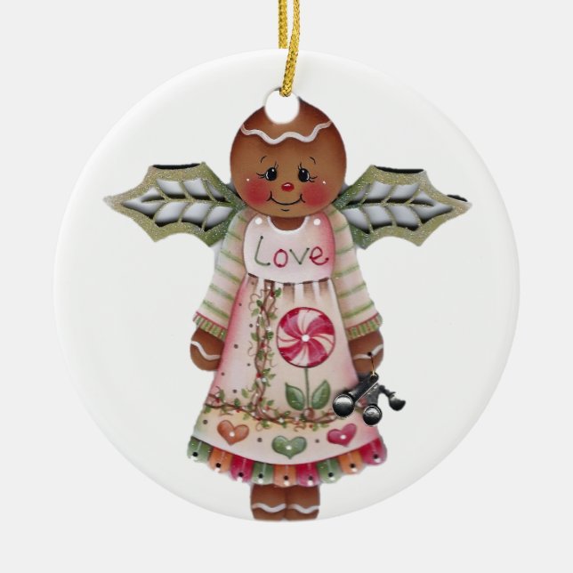 Ornamento dulce del ángel del amor del pan de (Frente)