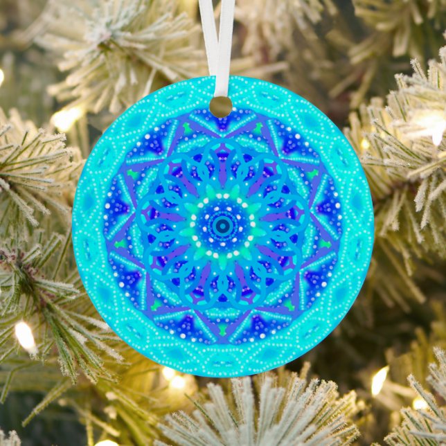 Ornamento editable de copo de nieve azul (in situ)
