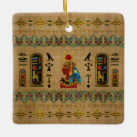Ornamento egipcio de Hathor en el papiro