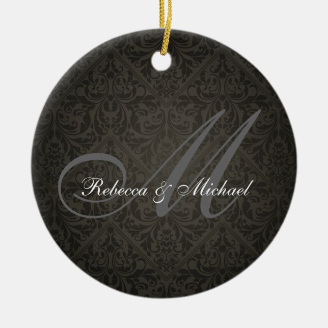 Ornamento elegante del monograma de Damasked (Frente)
