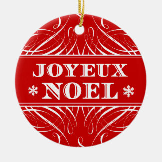 Ornamento elegante rojo del navidad de Joyeux Noel