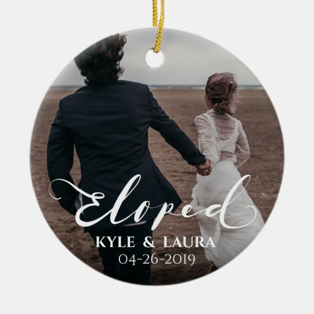 Ornamento Eloped de la foto de la invitación de la (Frente)