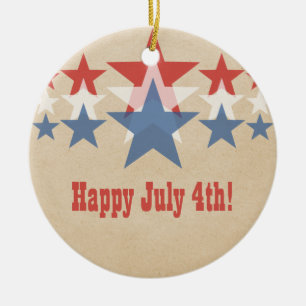 Ornamento en cascada de estrellas rojas, blancas y