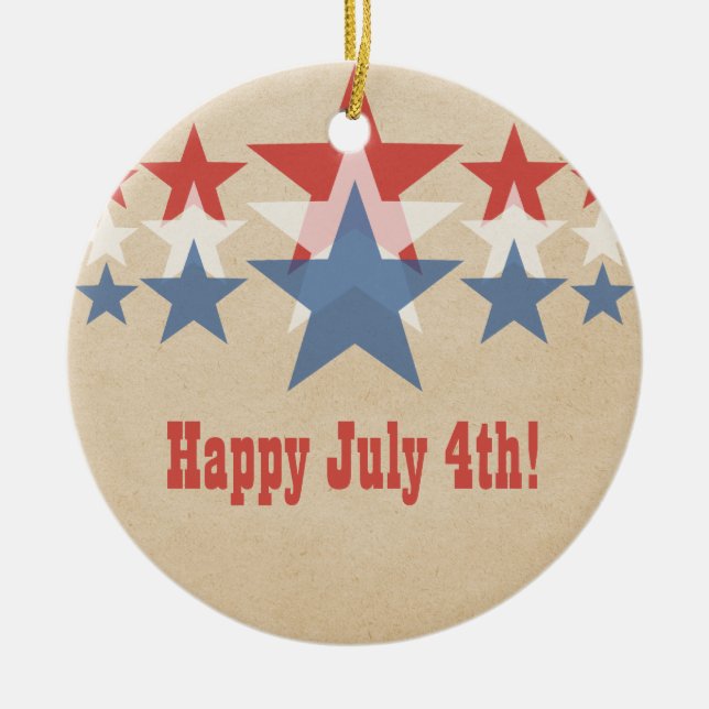 Ornamento en cascada de estrellas rojas, blancas y (Frente)