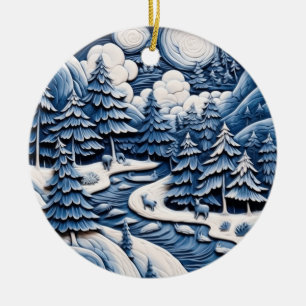 Ornamento encantado de bosque de invierno