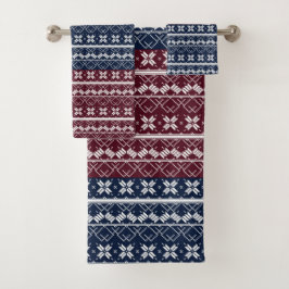 Ornamento escandinavo en azul, burdeos