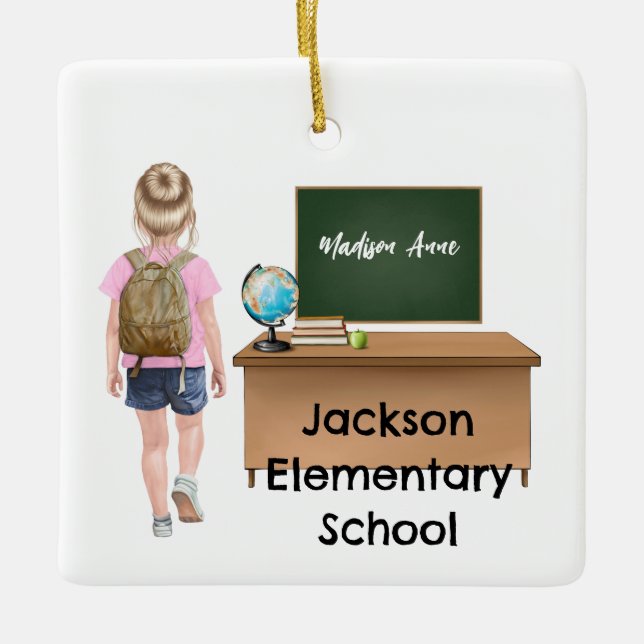 Ornamento escolar de niños pequeños personalizado (Anverso)