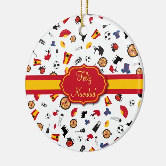 Ornamento español de Feliz Navidad de la bandera (Izquierda)