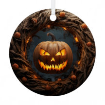 Ornamento espeluznante de calabaza 3D Wreath Hallo
