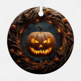 Ornamento espeluznante de calabaza 3D Wreath Hallo