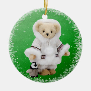 Ornamento esquimal lindo del oso y del pingüino d