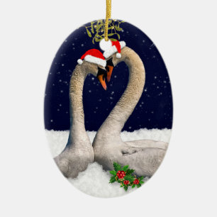 Ornamento estacional del navidad de los cisnes