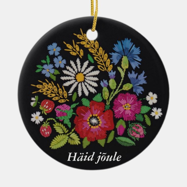 Ornamento estonio del navidad - Muhu inspirado (Frente)