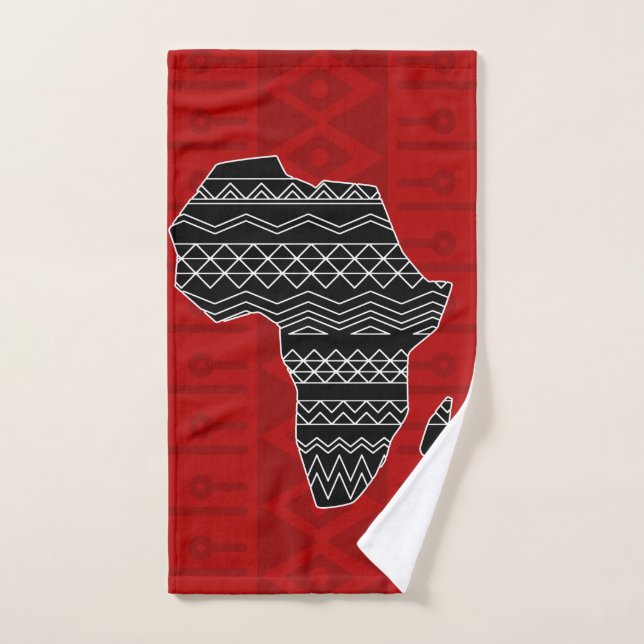 Ornamento ético africano negro y rojo N9 (Toalla de mano)