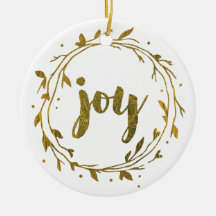 Ornamento familiar de Navidades de Joy Wreath Gold