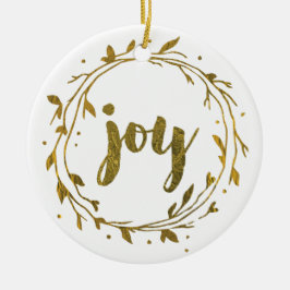 Ornamento familiar de Navidades de Joy Wreath Gold