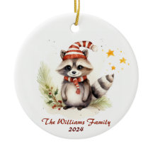 Ornamento familiar de Navidades Racoon