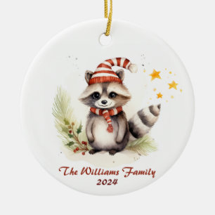 Ornamento familiar de Navidades Racoon