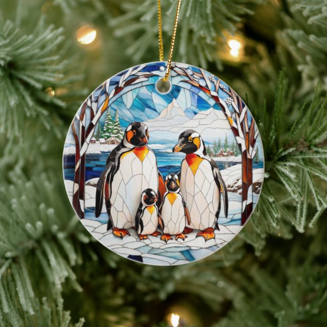 Ornamento familiar de pingüinos personalizado (Árbol)