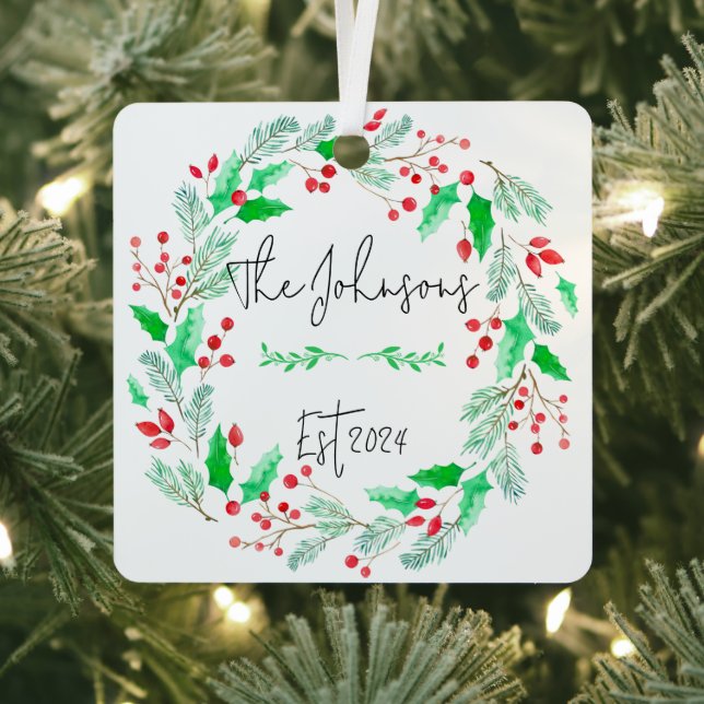 ornamento familiar rojo y verde recién casado (in situ)