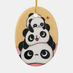 Ornamento feliz de la familia de la panda