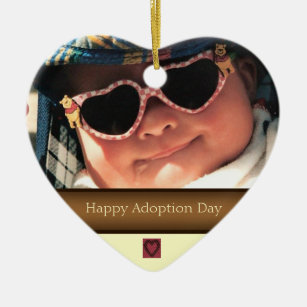 Ornamento feliz de la foto del día de la adopción