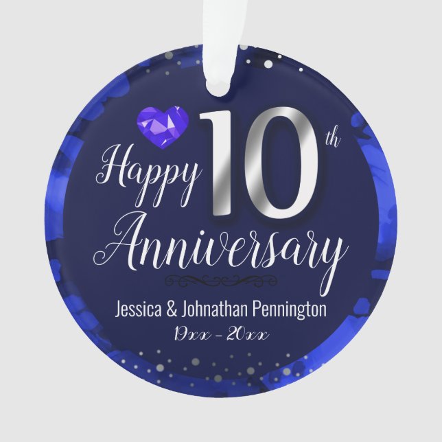 Ornamento feliz décimo aniversario Boda (Anverso)