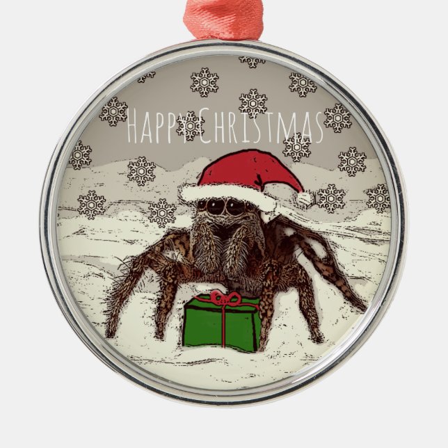 Ornamento feliz del navidad de la araña (Frente)