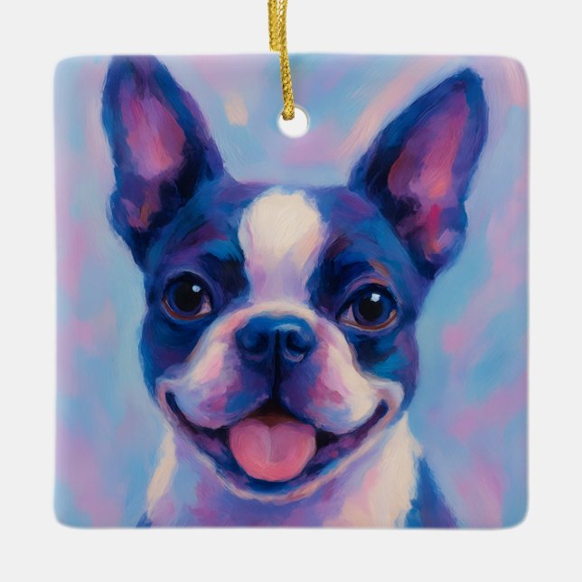 Ornamento feriado de Boston Terrier - Orname Navid (Anverso)