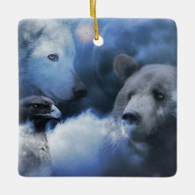 Ornamento feriado de Navidades Wolf, Eagle y Bear (Anverso)