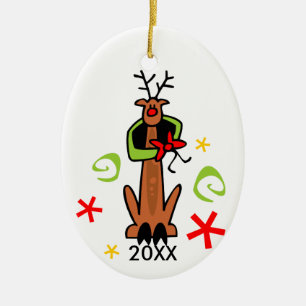Ornamento feriado de renos personalizable