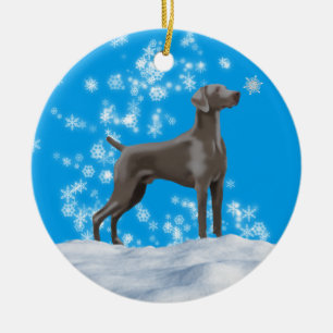 Ornamento feriado de Weimaraner Snowflake