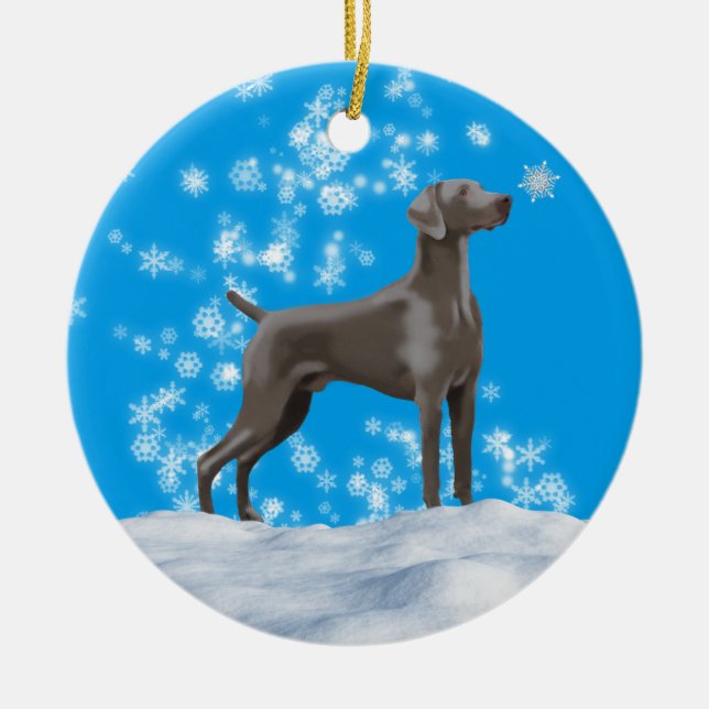 Ornamento feriado de Weimaraner Snowflake (Frente)