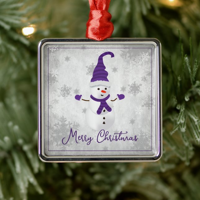Ornamento feriado Purple Cute Snowman (Árbol)