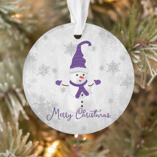Ornamento feriado Purple Cute Snowman (Árbol)