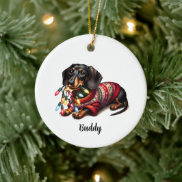Ornamento festivo de Dachshund Delight