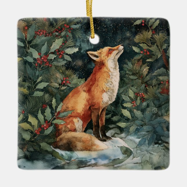 Ornamento festivo Fox Navidades personalizado (Anverso)