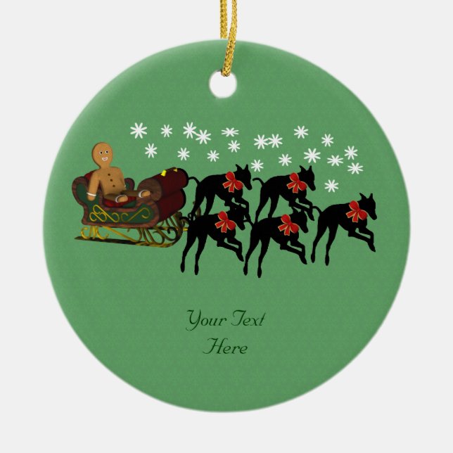 Ornamento festivo Greyhounds Sleigh Cute (Frente)
