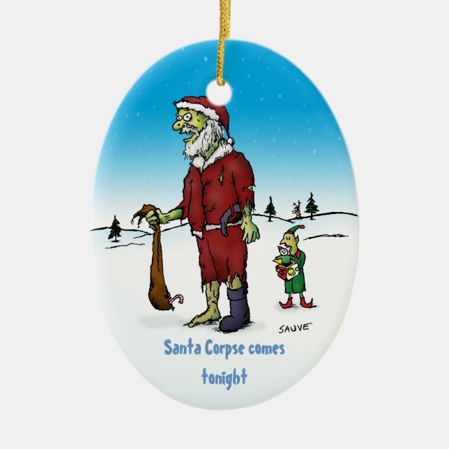 Ornamento festivo zombi de Santa Corpse (Frente)