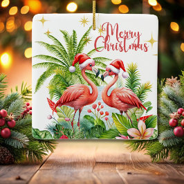 Ornamento Flamingo de Feliz Navidad
