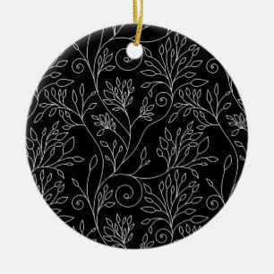 Ornamento floral blanco y negro