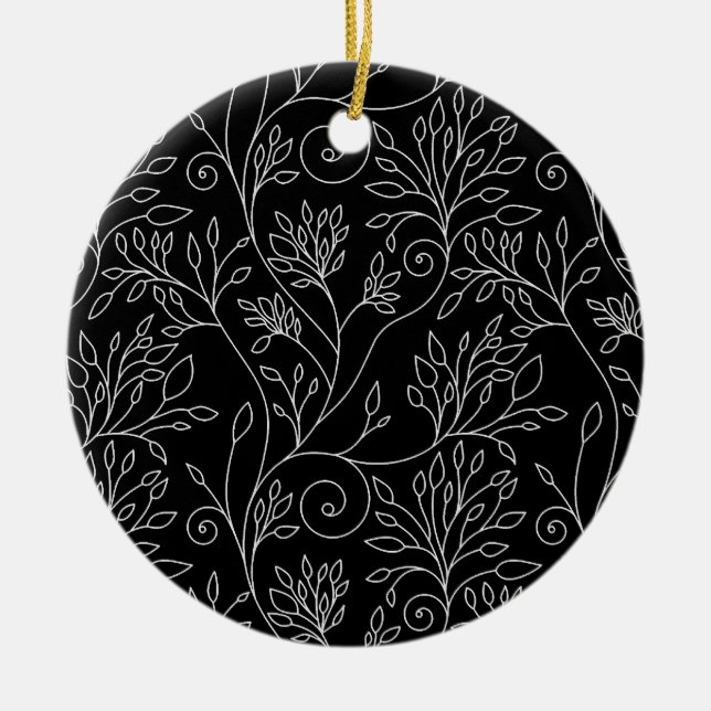 Ornamento floral blanco y negro (Frente)