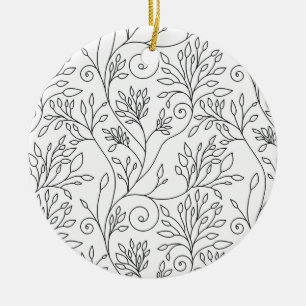 Ornamento floral blanco y negro