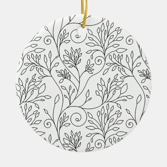 Ornamento floral blanco y negro (Frente)