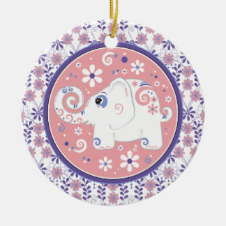 Ornamento floral de Elefante Blanco Púrpura