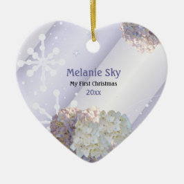 Ornamento floral de los primeros copos de nieve de