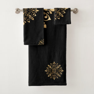 Ornamento floral de lujo negro y oro